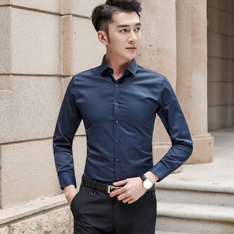 2026 Hong Kong Style Men's Long-Sleeve Slim-Fit Non-Iron Business Trendy Brand Youth Fashion Professional Work Shirt