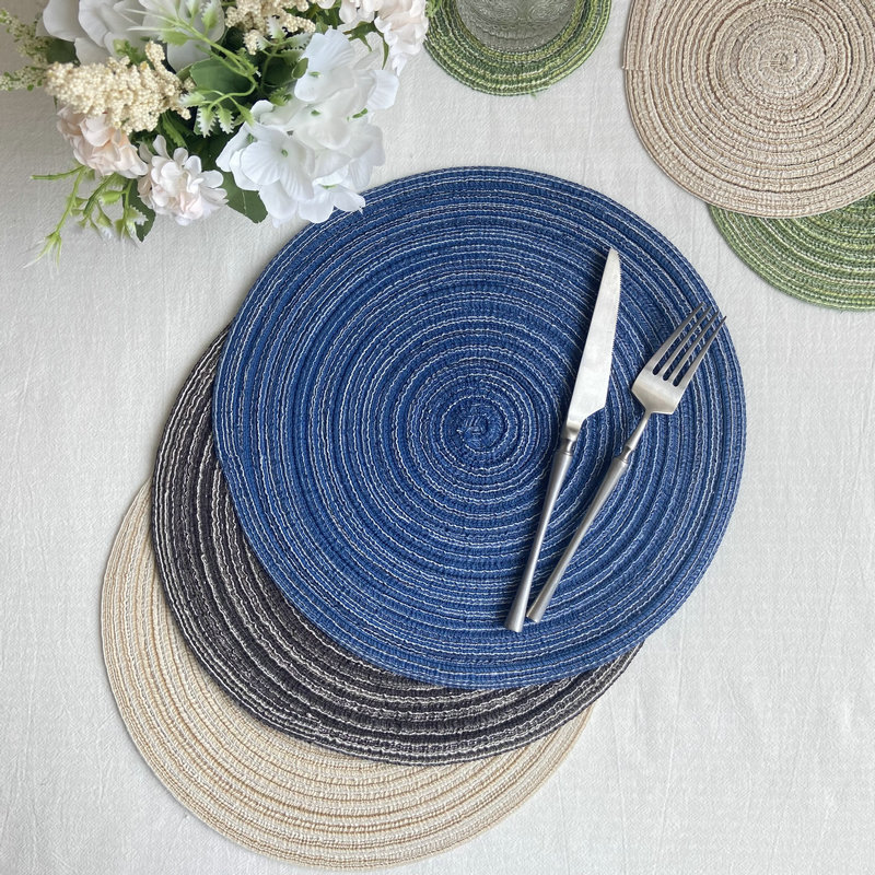 Imitation Cotton Yarn Placemat Round Woven Handmade Imitation Ramie Insulation Mat Nordic Style Decorative Coaster Hotel Table Mat