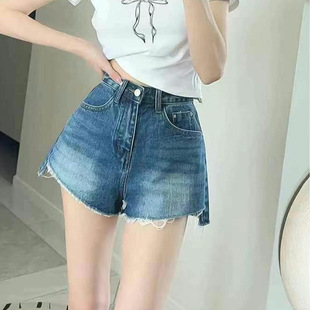Foreign Trade Large Size American Style Mixed Batch Retro Wide-Leg Denim Shorts for Women Summer Loose Straight Pants for Women