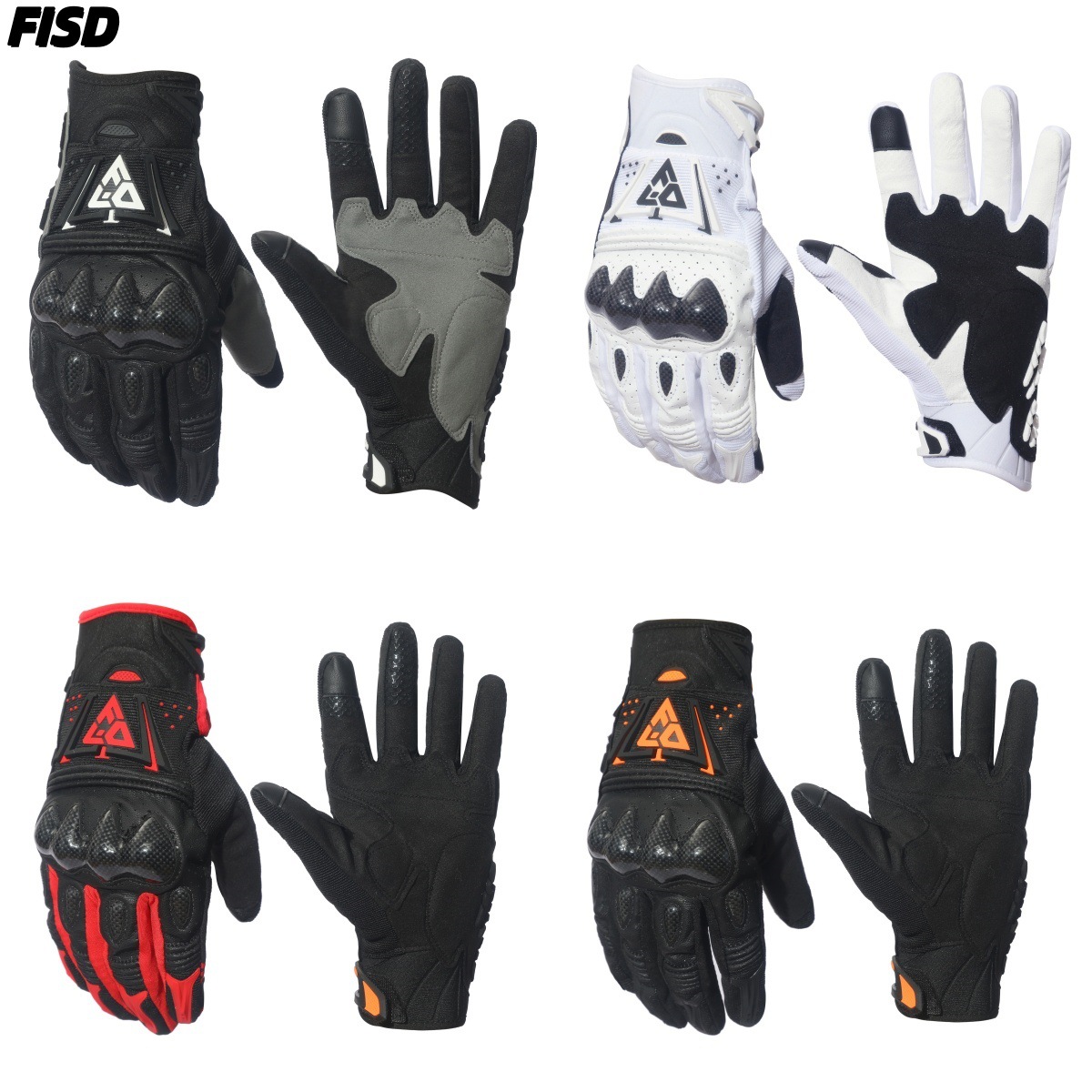 2025 Fisd Carbon Fiber Touch Screen Compatible Four-Color In-Stock New Model Cycling Gloves Off-Road Full-Finger Motorcycle Gloves