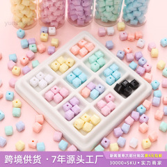 8 ミリメートルアクリルソリッドカラー立体スクエアビーズ手作り diy ビーズブレスレットキーホルダー携帯電話チェーンジュエリー材料