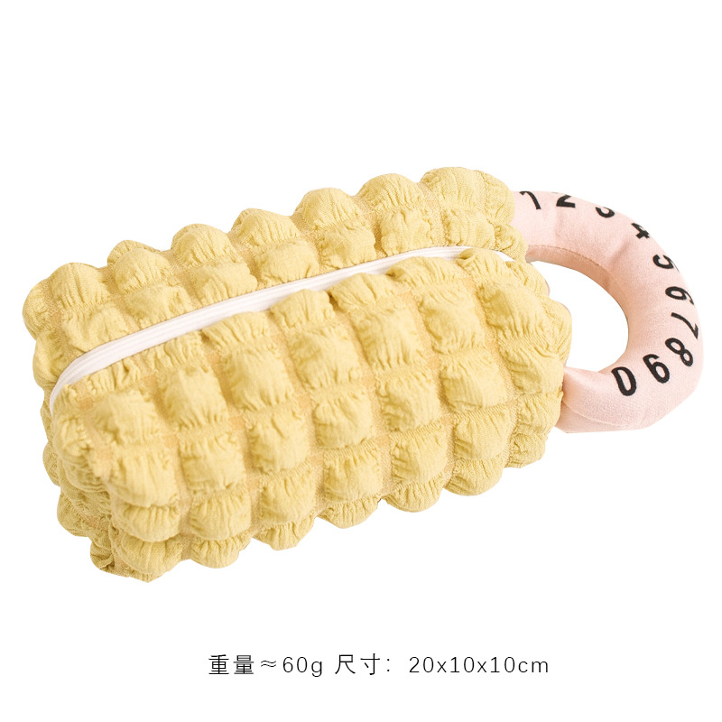 Цифровая розовая ручка, горчично-желтая сумка для хранения из пузырьковой ткани