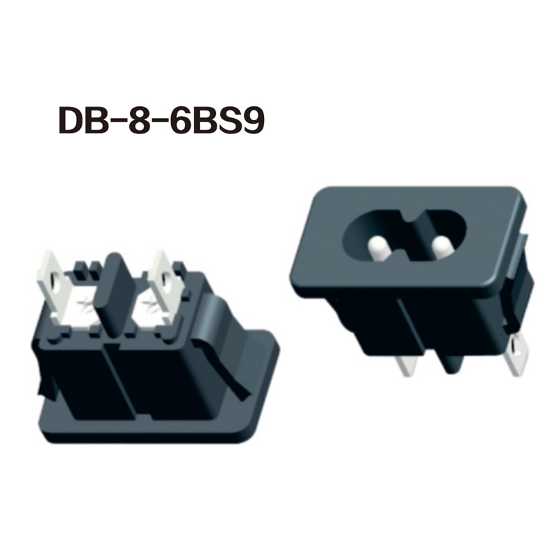 供应DB-8-6BS9 8字插座 两孔ac电源插座 充电孔