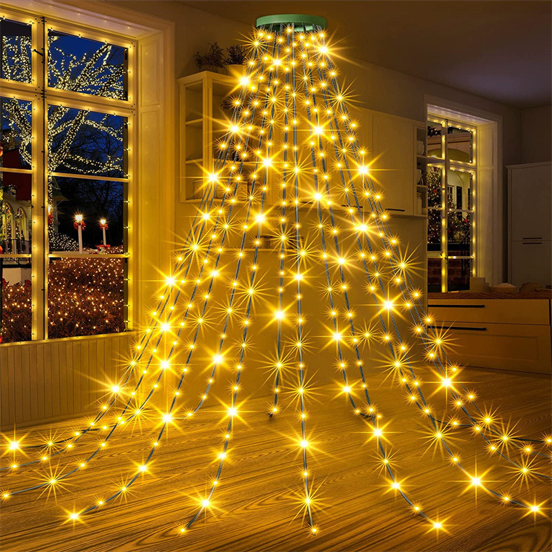 新品LED円環樹天井灯クリスマス樹灯低圧五角星滝掛樹流水クリスマスLED灯列|undefined