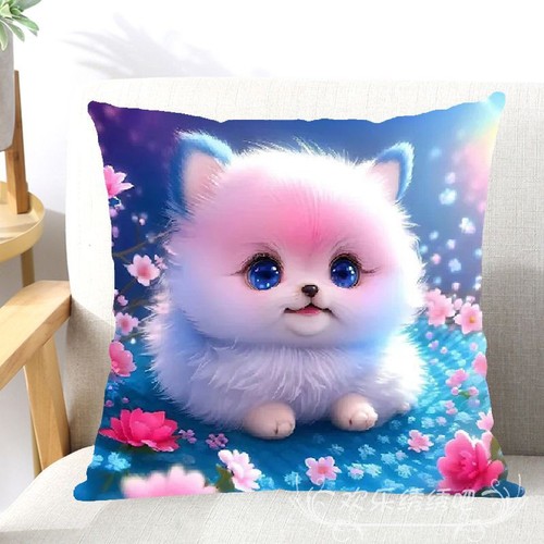 Wholesale Cute Dog Cross-stitch Throw Pillow 2024 New Design Living Room Sofa Pillow Cover Throw Pillow DIY Hand Embroidery