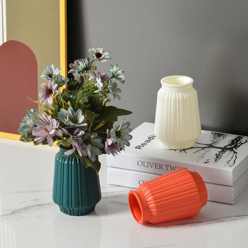 Jarrón decorativo de plástico estilo nórdico, resistente a caídas