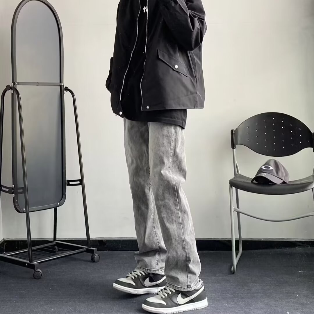 Vintage blue jeans otoño para hombres nuevos pantalones rectos sueltos marca de moda americana pantalones anchos casuales de todo fósforo