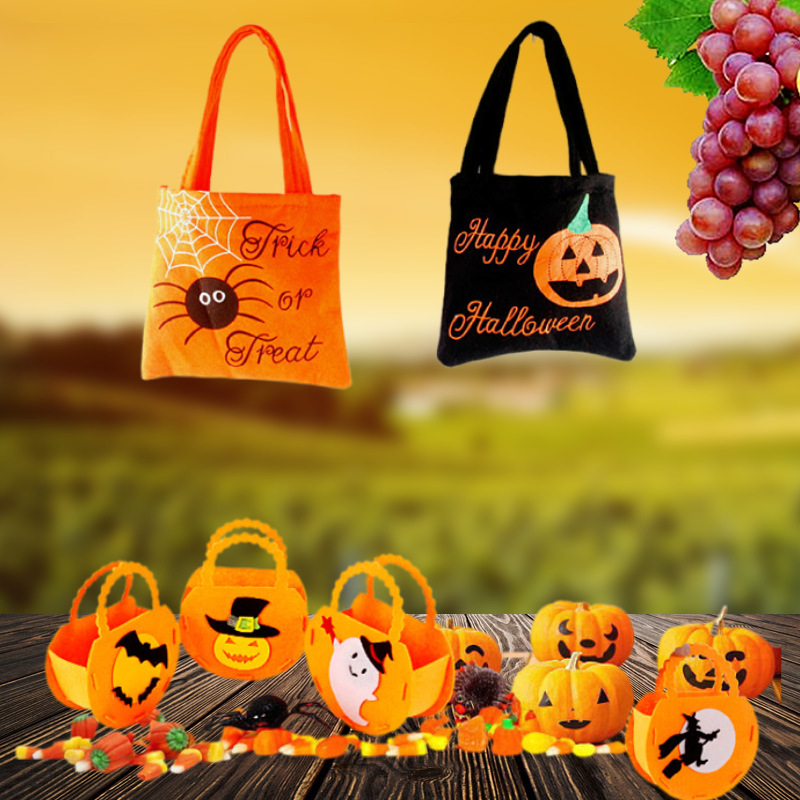 Bolsa de dulces portátil transfronteriza para niños creativos de Halloween Bolsa de regalo no tejida de bricolaje Bolsa de regalo de tela de fieltro tridimensional