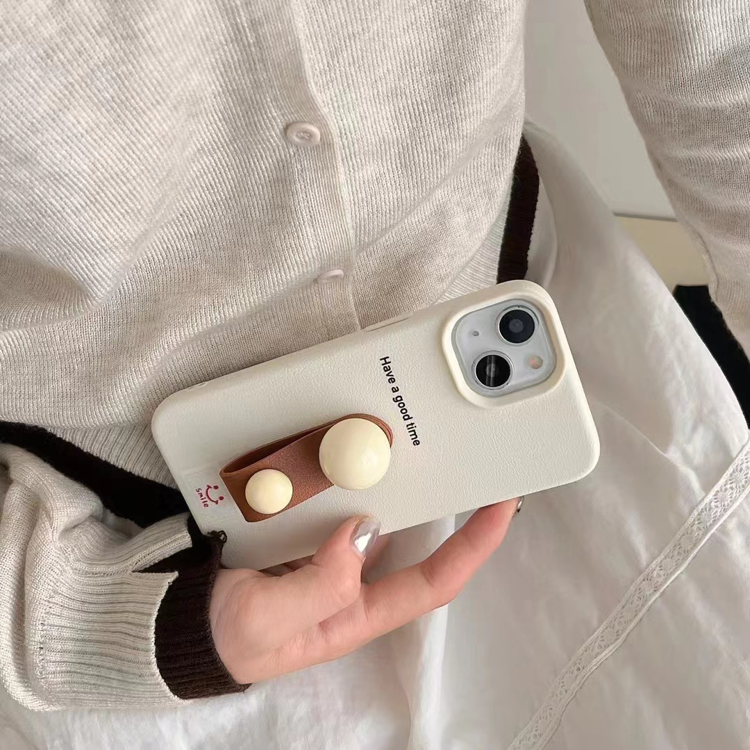 Botón de dedo de bola tridimensional de color sólido simple ins para iPhone15ProMax Apple 13/12 funda para teléfono móvil 14 mujer