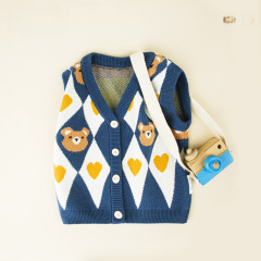 2023 Autumn New Arrival Knitted Vest for Girls: Children's Sweater Vest, Baby Pullover-style Outerwear, Trendy Waistcoat—Factory Direct Supplier