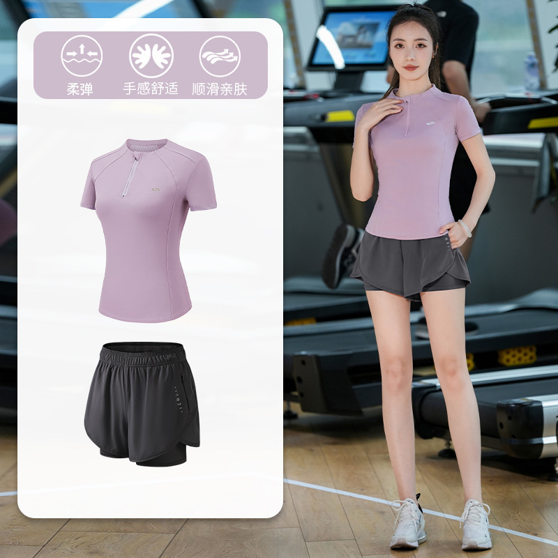スポーツ上着女性夏速乾プロマラソン朝走スポーツスーツファッション半ファスナーネット赤トレーニング服|undefined