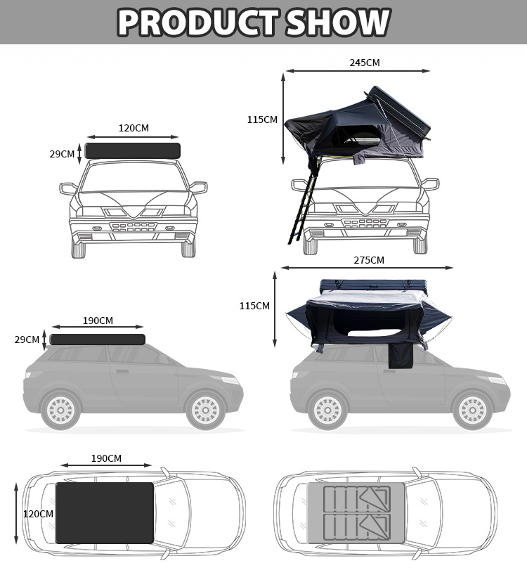 Factory Aluminum Alloy Roof Tent Car Travel Hard Shell Car Tent Outdoor Camping Self-Driving Tour Roof Tent
