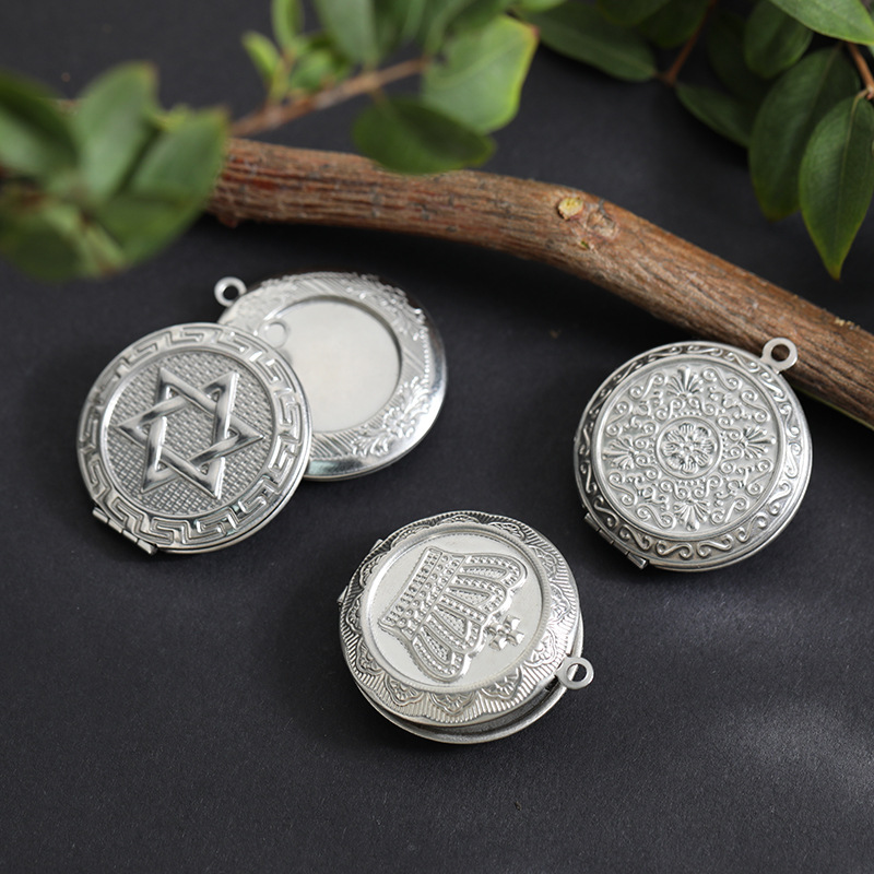 국경 316 스테인레스 스틸 라운드 포토 프레임 DIY 쥬얼리 액세서리 라이프 트리 포토 박스 펜던트 오픈 커플 사진 상자