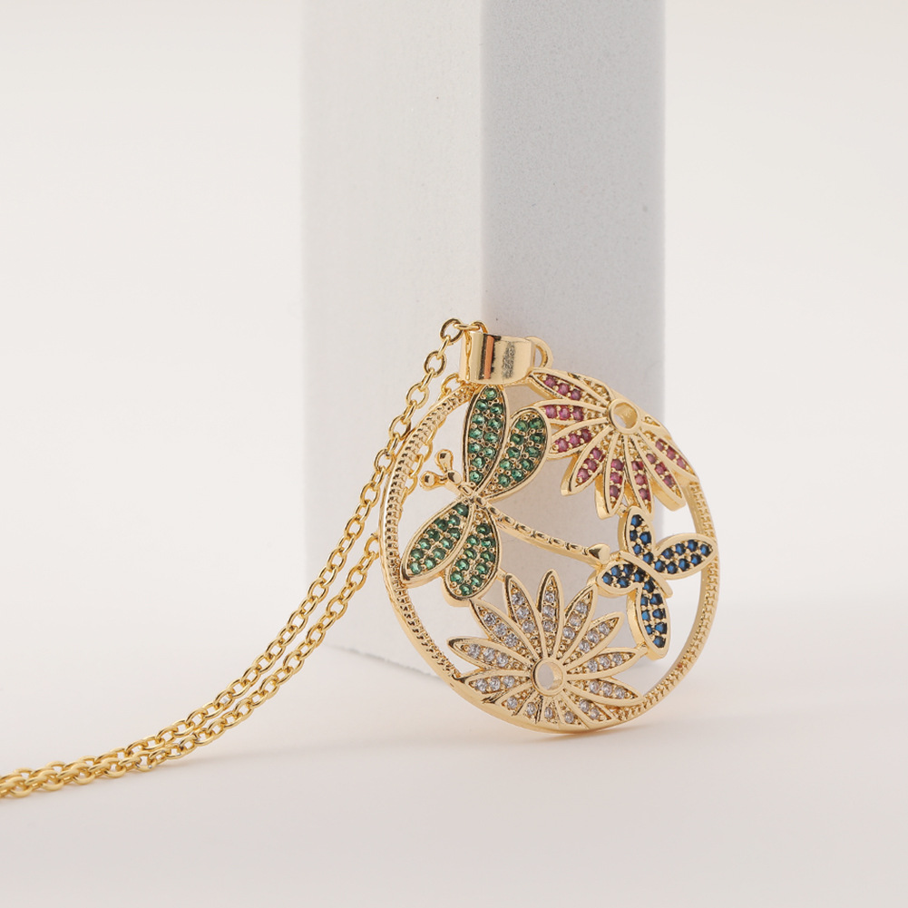 fashion dragonfly butterfly diamond pendent womenu0027s copper necklace