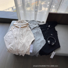 现货Alo 春秋瑜伽运动休闲宽松拉链女士连帽百搭卫衣开衫情侣外套