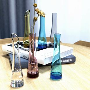 European colored crystal glass transparent flower arrangement Lily small vase table hotel flower small fresh vase