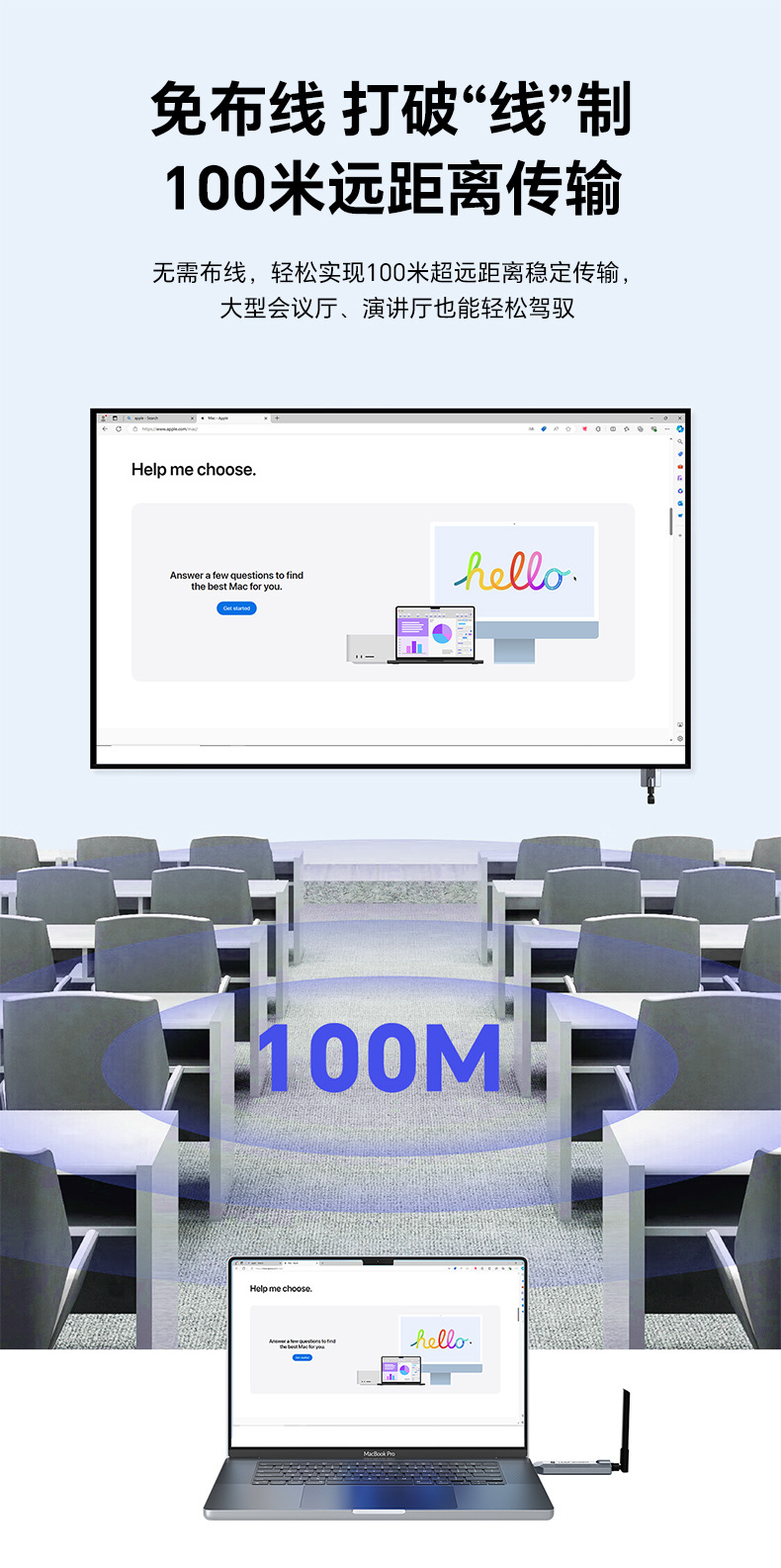 Kabelloses Anzeigetagesgerät HDMI-Sender Empfänger Punkt-zu-Punkt WiFi 1080p HD Fernseh- und Projektionswiedergabegerät
