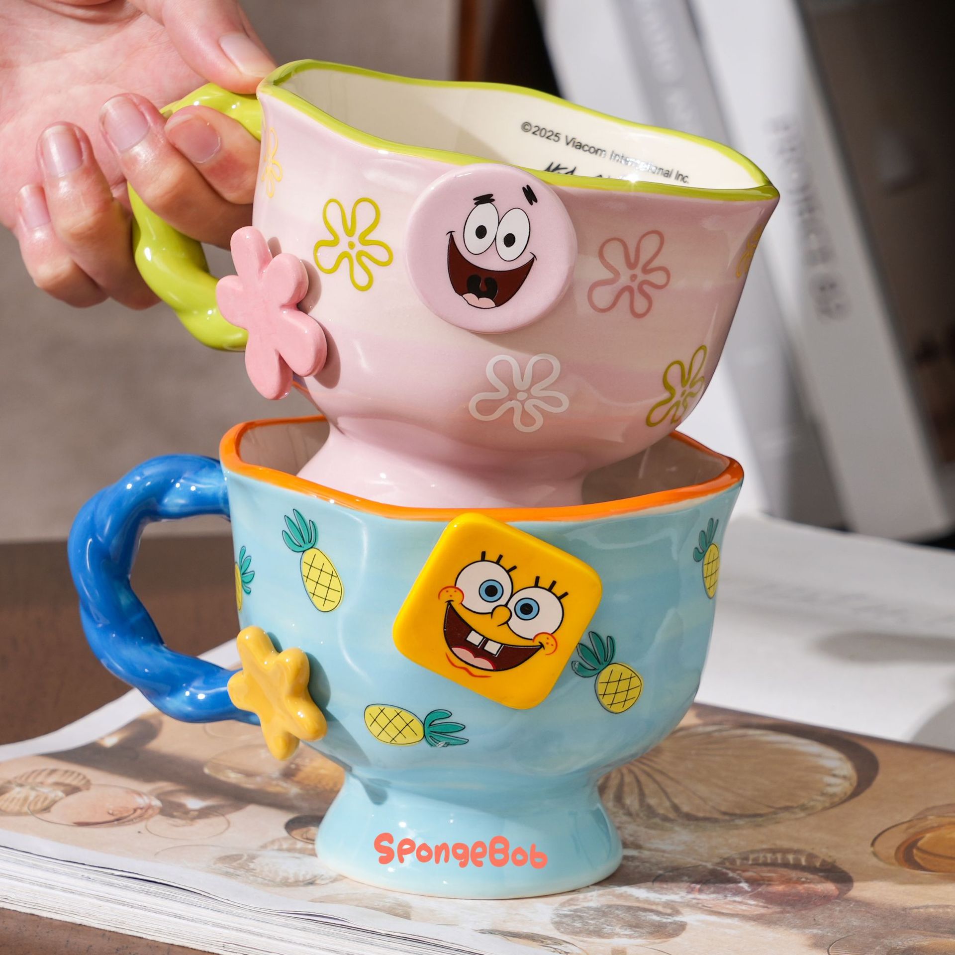 Bob Esponja nueva taza de cerámica taza de cerámica casera taza de desayuno taza de agua taza de café regalo de aniversario