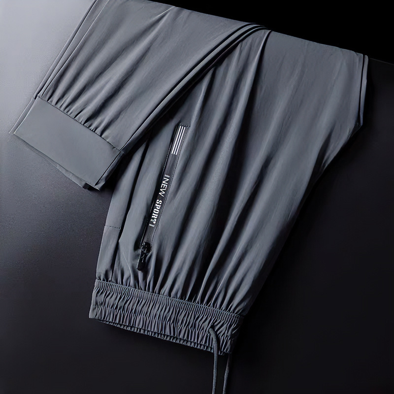 Ice Silk new pants men's summer thin sports quick-drying straight draping wide-leg pants casual trousers men