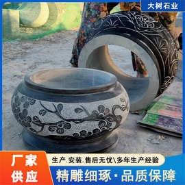 柱顶石柱墩厂家  中式合院青石柱墩  寺庙广场景点空心包柱墩图片