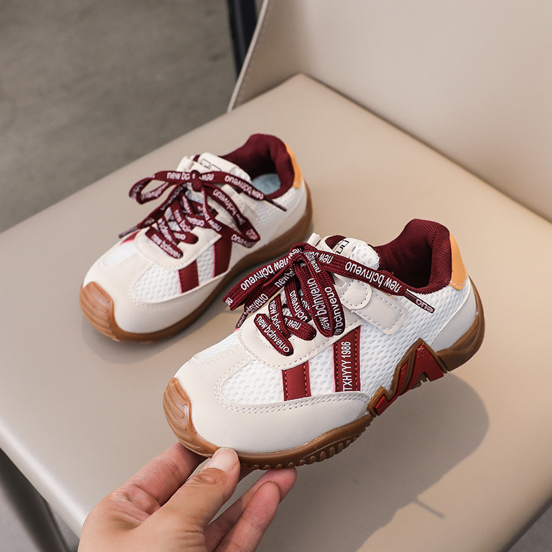 Chaussures de course en maille respirante pour garçons et filles - Baskets athlétiques légères avec semelle en caoutchouc antidérapante (Pointures 22 à 31, orange/rouge/violet)_voghion.com