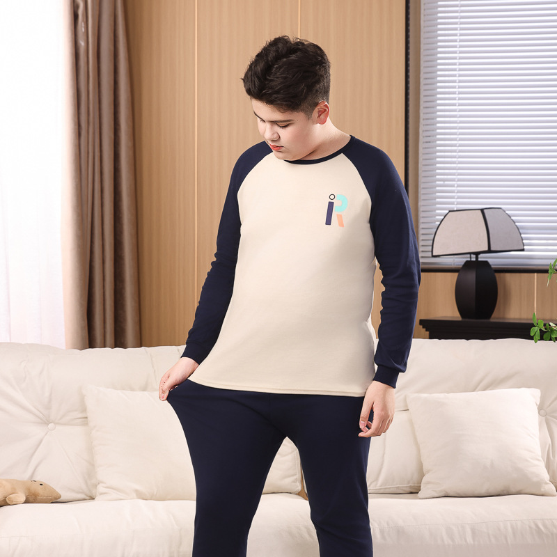 胖童秋衣秋裤男童纯棉加肥加大男孩保暖大童全棉毛衫儿童内衣套装