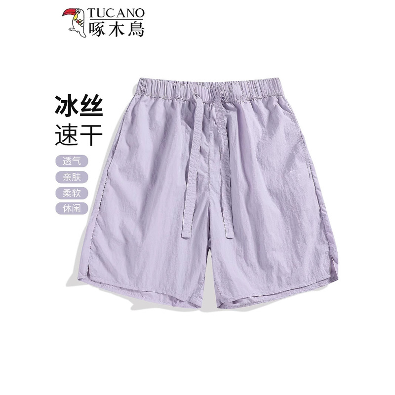 Woodpecker Shorts Women's 2025 New Summer Thin Outer Wear Ice Silk Quick-Drying Sports Running Beach Casual Five-Point Pants