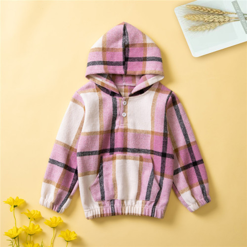 Samgamibaby Korean Fall Wear Unisex Kids Fashion Plaid Hoodie New Kids Color-block Hooded Sweatshirt