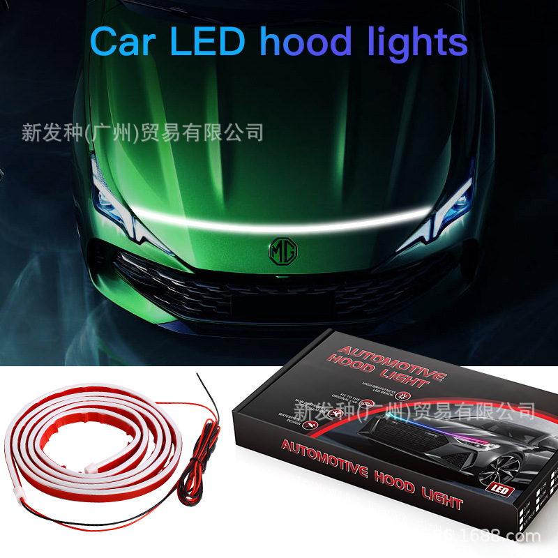 Luz de capó, luz diurna, luz ambiental LED modificada con escaneo al arrancar el coche, tira de luz guía, luz de coche de tipo continuo