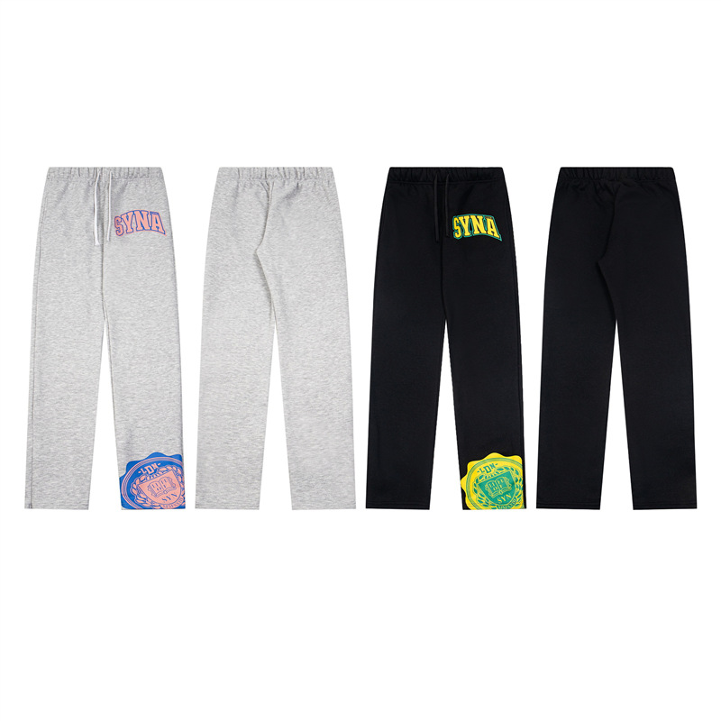 高品质Synaworld美式街头嘻哈加绒卫衣男发泡印花运动长裤男