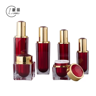 亚克力套装瓶四方形钻石圆盖水晶瓶乳液瓶30g50g膏霜厚壁瓶