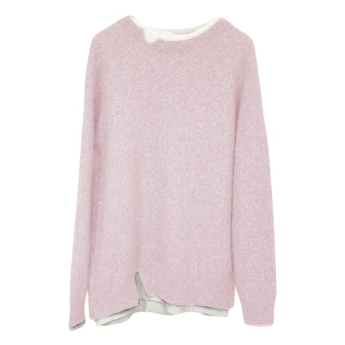 Fufu Lazy Style Pink Knitted Sweater for Women - Spring 2025 Outfit, Layering Top, Base Shirt