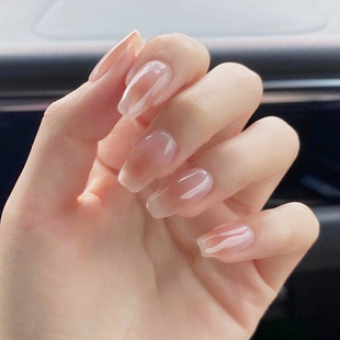 Cross-border hot-selling wearing armor nude French blush nail art foreign trade Europe and the United States false nails ballet nail pieces nails