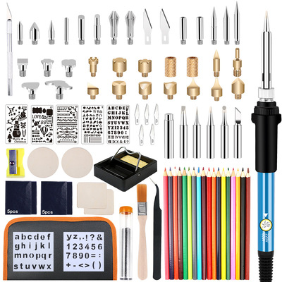 跨境雕刻烙画机烙画板套装维修焊锡电烙铁烫画笔烙画工具烙画头