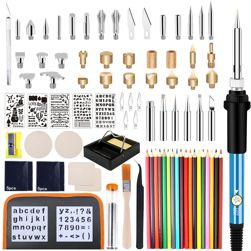 跨境雕刻烙画机烙画板套装维修焊锡电烙铁烫画笔烙画工具烙画头