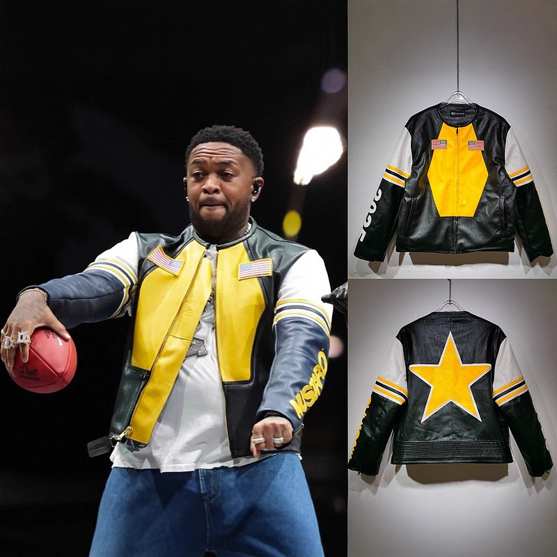 Kendrick Lamar British Hip-Hop Group's 59Th Super Bowl Halftime Show Same Style Leather Jacket