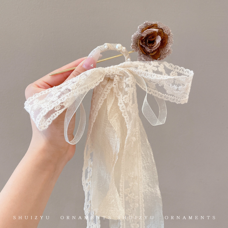 Cuerda de malla para el cabello, banda de goma, serpentina de flores, horquilla de estilo antiguo, nueva horquilla de pelo de estilo chino, bufanda de seda de verano, horquilla