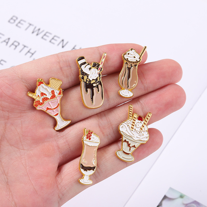 European And American New Cool Drinks Series Alloy Brooch Creative Man And Woman Cartoon Cream Ice Cream Style Badge display picture 10