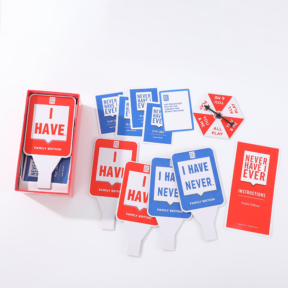 Jogo de cartas de tabuleiro "Eu Nunca..." para festa em família_voghion.com