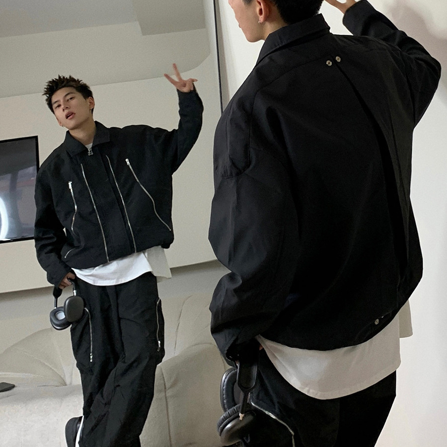 Versión coreana de la marca de moda estadounidense de moda 2024 chaqueta de diseño de alta costura irregular chaqueta de diseño de nicho