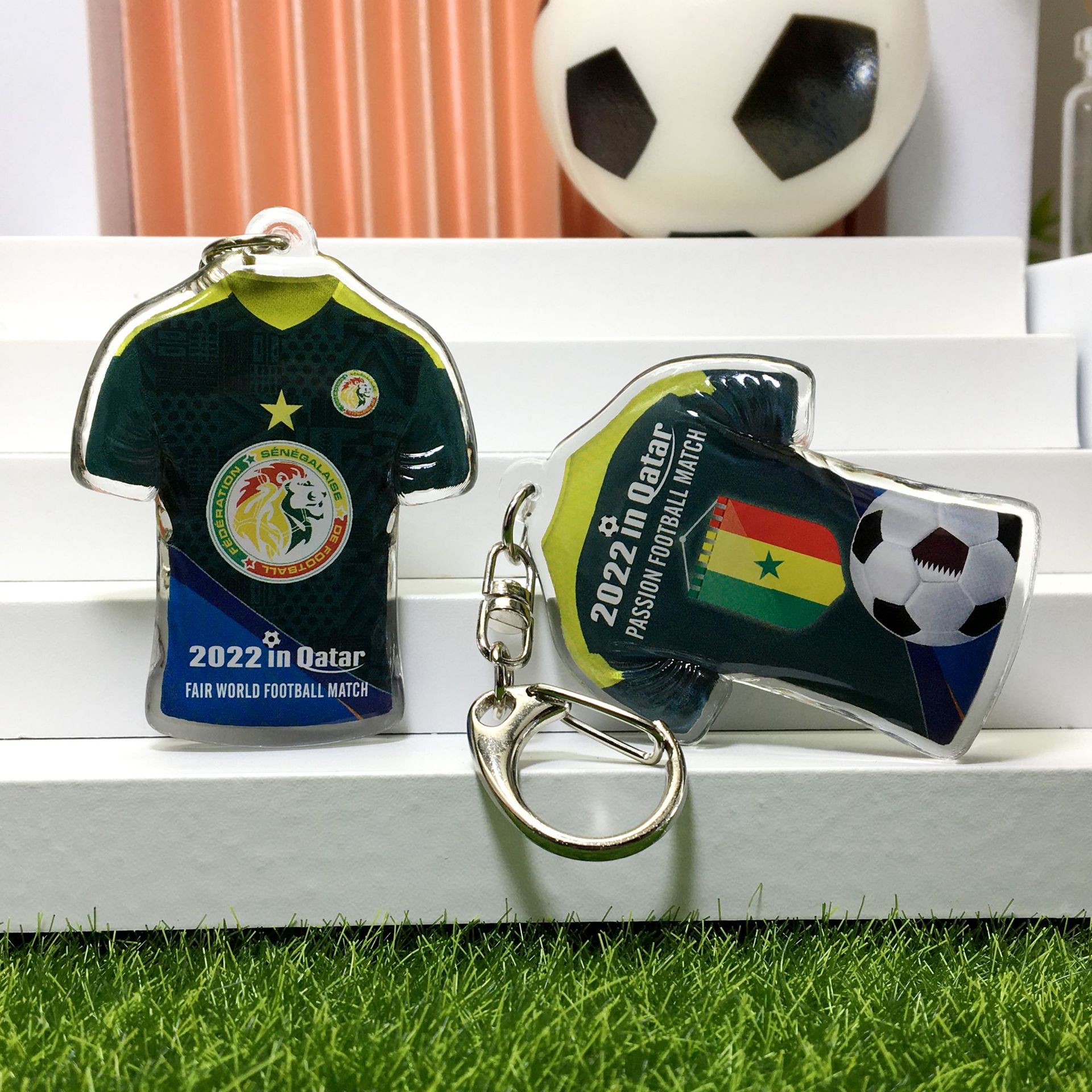 塞内加尔队-队徽+旗帜+足球