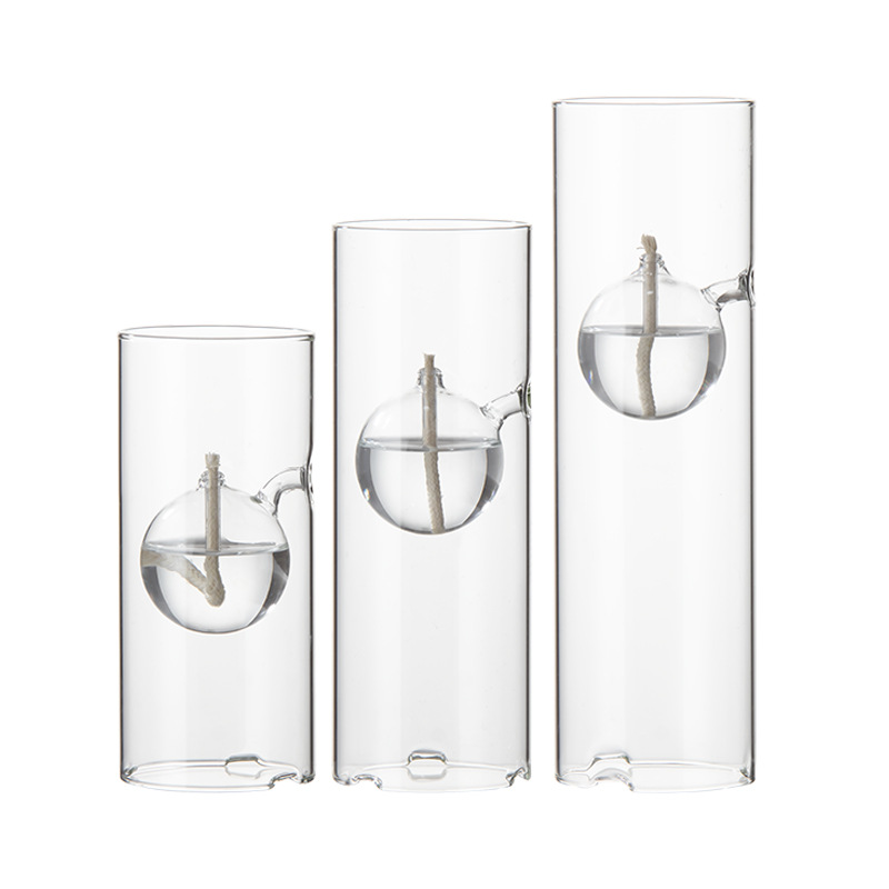 Lámpara de aceite de vidrio lámpara de boda libre de humo con velas cena romántica hotel restaurante occidental bar decoración creativa candelabro