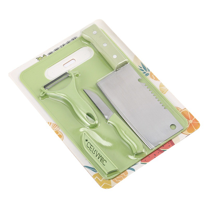 Household kitchen knife four-piece set macaron color cutting board fruit knife melon Planer meat cutting knife combination