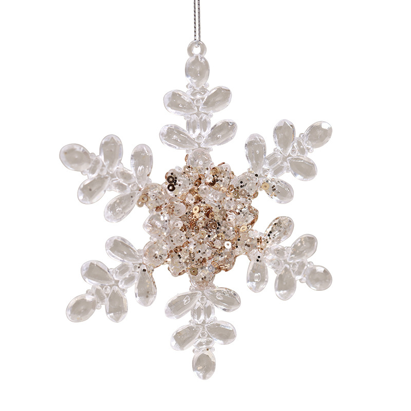 Nuevos productos transfronterizos flocos de nieve de Navidad acrílico transparente alce guirnaldas de decoración de árbol de Navidad colgante colgante