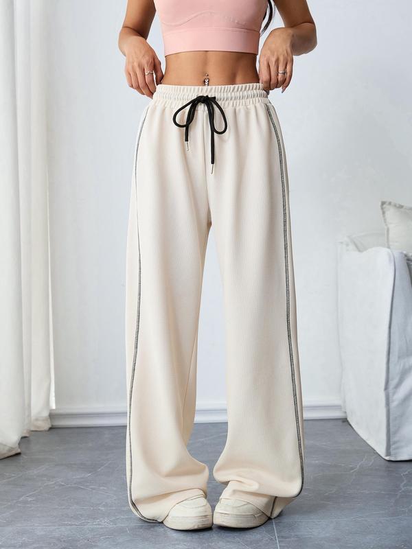 Women's Drawstring Waist Joggers Sporty Contrast Binding|undefined