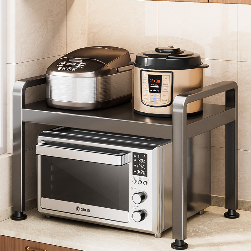 Kitchen Storage Rack, Retractable Microwave Oven, Multi-Layer Rice Cooker, Oven, Household Storage Rack, No Need to Drill Holes, Multi-Functional