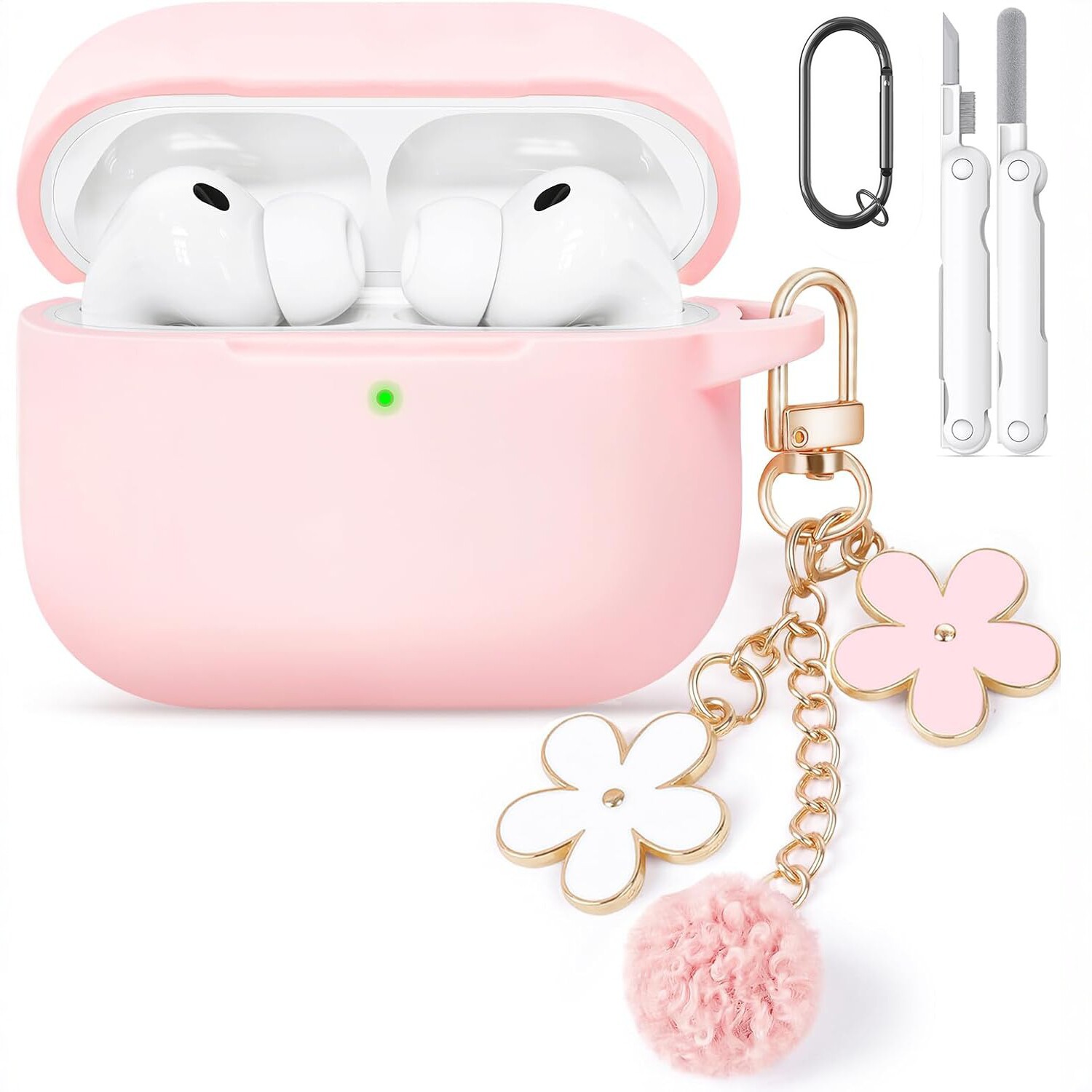 适用AirPodsPro3保护壳airpods4硅胶耳机套花朵挂件软壳防摔女款