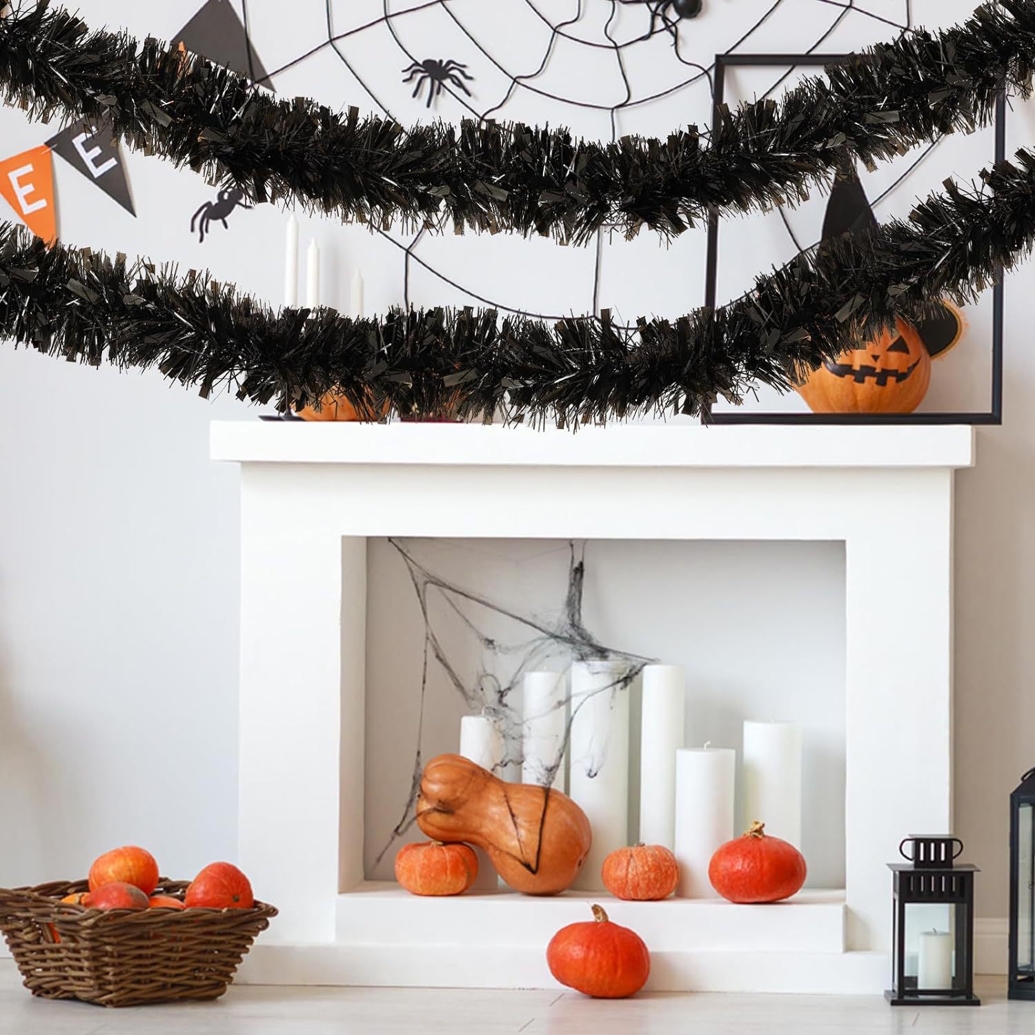 Transfronterizo Amazon nueva decoración de Halloween color negro 2 metros de espuma cifrada fiestas de lana de diseño