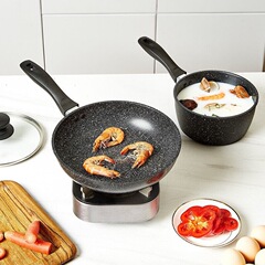 京東京造原単公式販売価格980元! 麦飯石無粘ミルク鍋フライパンセット