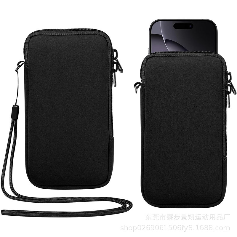 7.2inch Neoprene Mobile Phone Bag Outdoor Crossbody Lanyard Storage Bag Running Anti-Fall Diving Material Mobile Phone Pouch